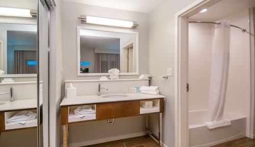 Habitación, 1 cama de matrimonio grande con sofá cama, frigorífico y microondas