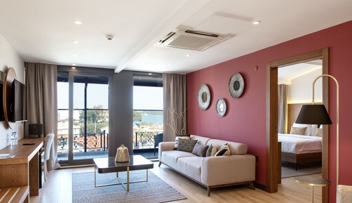Habitación exclusiva, 1 cama de matrimonio, chimenea, vistas al mar