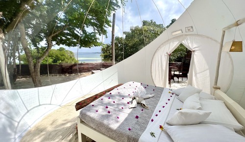 Tienda panorámica, 1 cama de matrimonio grande, vistas a la laguna