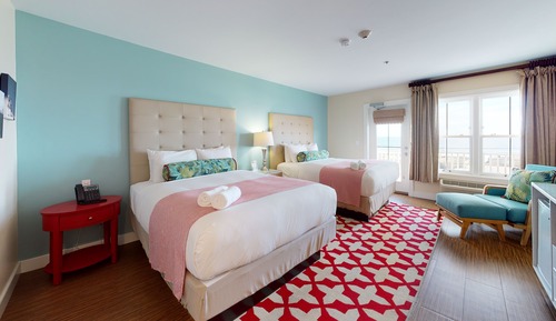 Habitación, 2 camas de matrimonio, vistas al mar