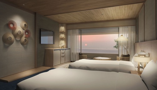 Habitación superior con 2 camas individuales, no fumadores, vistas al mar (With private bathroom)