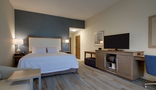 Habitación, 1 cama de matrimonio grande con sofá cama, frigorífico y microondas