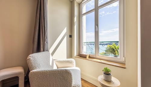 Habitación Deluxe doble, 1 cama de matrimonio grande, vistas al mar