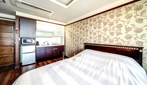 Habitación estándar doble, cocina básica, vistas a la ciudad