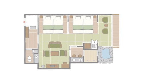 Habitación, en edificio anexo (Tsukiji, 4 Pax, Private Open-Air Bath)