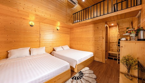 Habitación cuádruple de diseño, 2 camas dobles, vistas al jardín