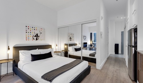 Suite estudio Deluxe, 1 cama de matrimonio con sofá cama, vistas a la ciudad (Downtown 304)