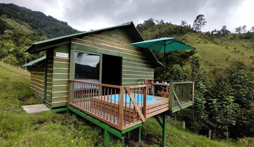 Cabaña Deluxe, 1 cama de matrimonio grande, piscina privada, vistas a la montaña