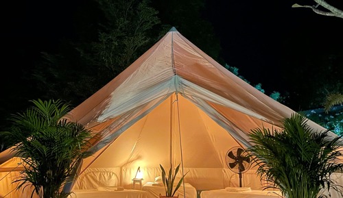 One bed in three beds shared tent