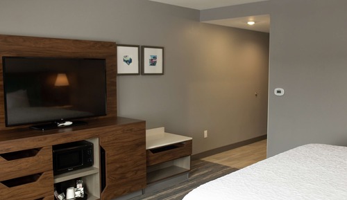 Habitación, 1 cama de matrimonio grande con sofá cama, frigorífico y microondas