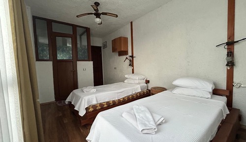 Habitación básica con 2 camas individuales, balcón