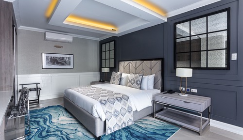 Suite ejecutiva, 1 cama de matrimonio grande, cocina básica, vistas a la ciudad