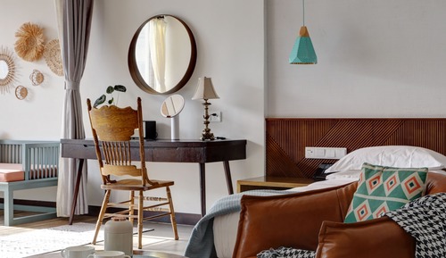 Habitación Elite doble, 1 cama de matrimonio grande con sofá cama, baño privado, vistas al jardín