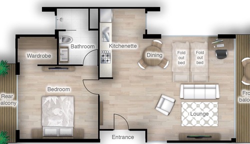 One Bedroom Balcony Apartment