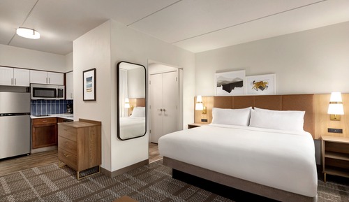 Suite estudio, 1 cama de matrimonio grande, cocina