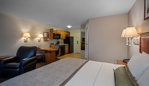 Suite estudio, 1 cama de matrimonio grande, frigorífico