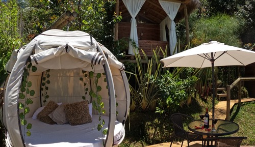 Habitación romántica, 1 cama de matrimonio, bañera de hidromasaje, vistas a la laguna