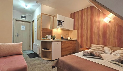 Estudio Confort, 1 cama de matrimonio con sofá cama, vistas a la montaña