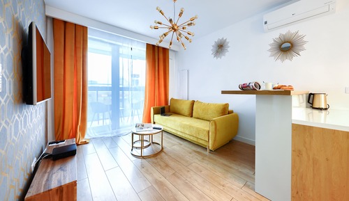 Apartamento de lujo, 1 cama de matrimonio grande con sofá cama
