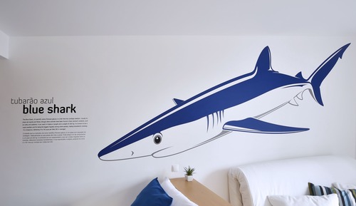 Habitación con 2 camas individuales, 3 camas individuales, baño privado, vistas al mar (Blue Shark)