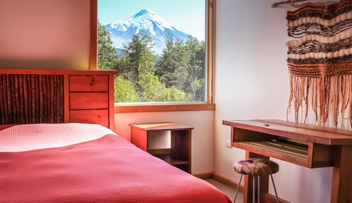 Habitación doble, 1 cama doble, baño compartido, vistas a la montaña