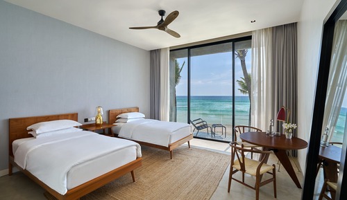 Habitación Deluxe con 2 camas individuales, 1 habitación, balcón, vistas al mar