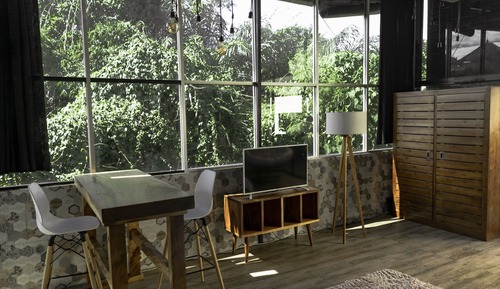 Bungalow de diseño, 1 cama de matrimonio grande, terraza, vistas al río