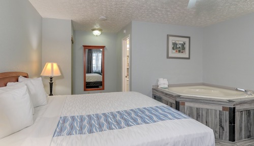 Habitación, 1 cama de matrimonio grande, bañera de hidromasaje