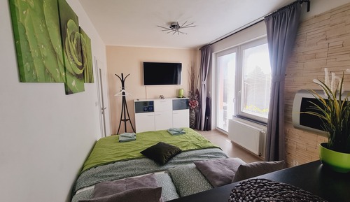 Estudio de diseño, 1 cama de matrimonio con sofá cama, terraza, planta baja