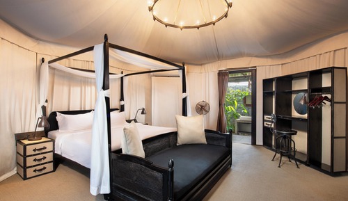 Tienda, 1 cama de matrimonio grande con sofá cama, no fumadores, vistas al jardín
