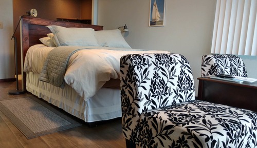 Habitación, 1 cama de matrimonio, frigorífico y microondas, vistas a la bahía