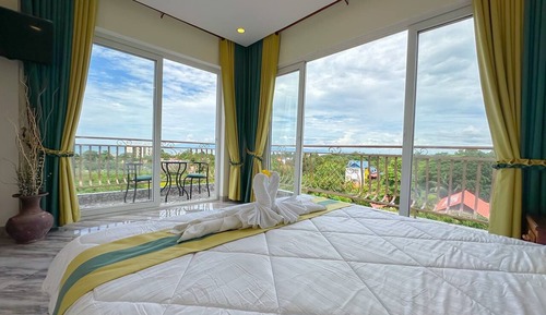 Habitación panorámica doble, 1 cama de matrimonio, balcón, vistas al mar