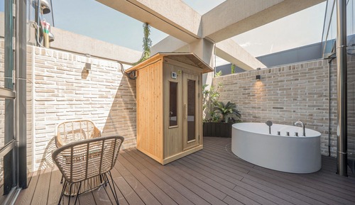 Habitación Signature, varias camas, sauna, vistas a la ciudad