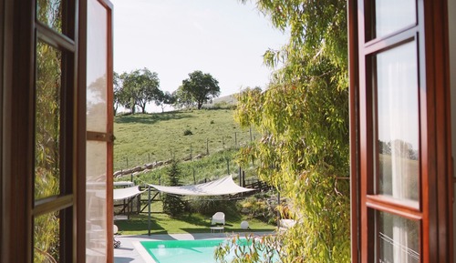 Habitación con 1 cama doble o 2 individuales, vistas a la piscina