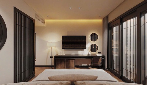Habitación con 2 camas individuales, vistas parciales al mar