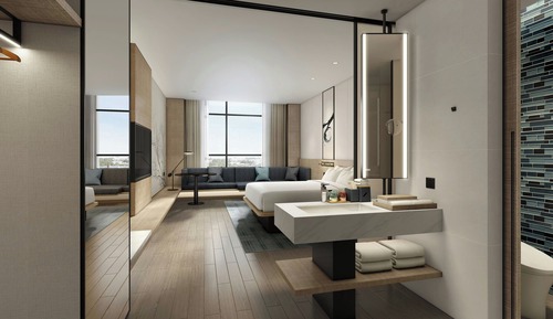 Habitación superior, 1 cama de matrimonio grande, vistas a la ciudad