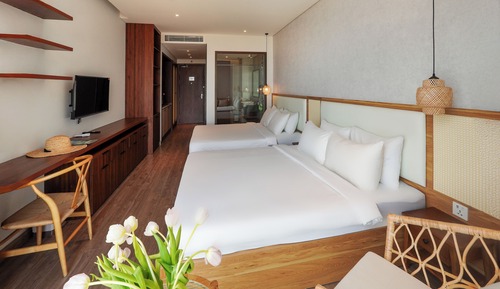Habitación cuádruple, vistas a la playa