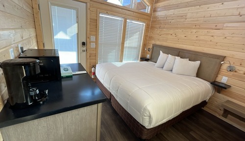 Cabaña Deluxe, 1 cama de matrimonio grande, patio, vistas a la montaña