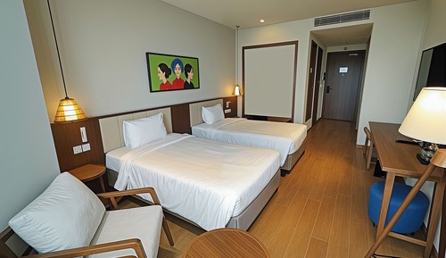 Habitación Deluxe con 2 camas individuales, vistas al jardín