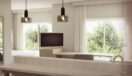 Estudio, 1 cama de matrimonio grande con sofá cama