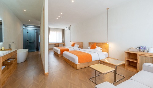 Habitación de lujo con 2 camas individuales, vistas al patio