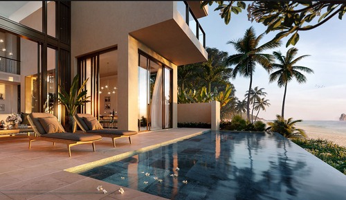 Villa, 3 habitaciones, piscina privada, frente a la playa