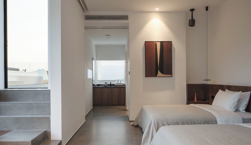 Habitación de lujo con 2 camas individuales, balcón, vistas al mar