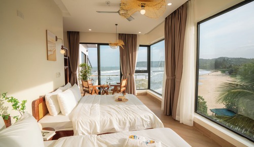 Habitación familiar doble, balcón, vistas a la playa