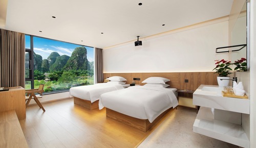 Habitación panorámica con 2 camas individuales, vistas al lago
