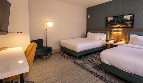 Habitación, 2 camas de matrimonio, accesible para personas con discapacidad, bañera