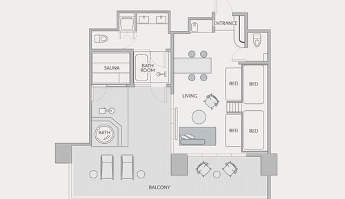 Habitación de lujo, no fumadores, sauna (suite Bunk)