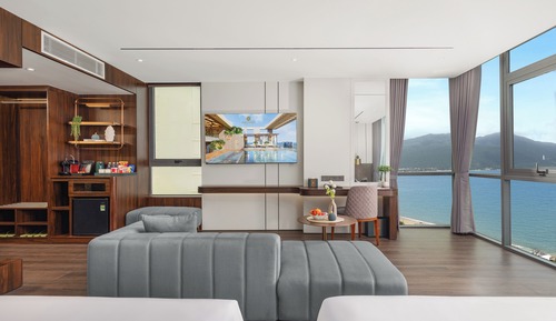 Habitación ejecutiva doble, 2 camas de matrimonio, vistas al mar