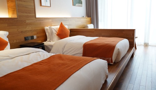 Habitación básica con 2 camas individuales, vistas a la montaña