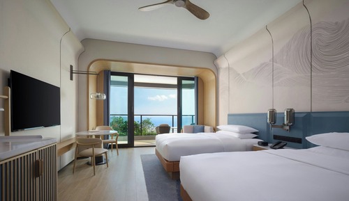 Habitación Premier, 2 camas dobles, balcón, vistas al mar
